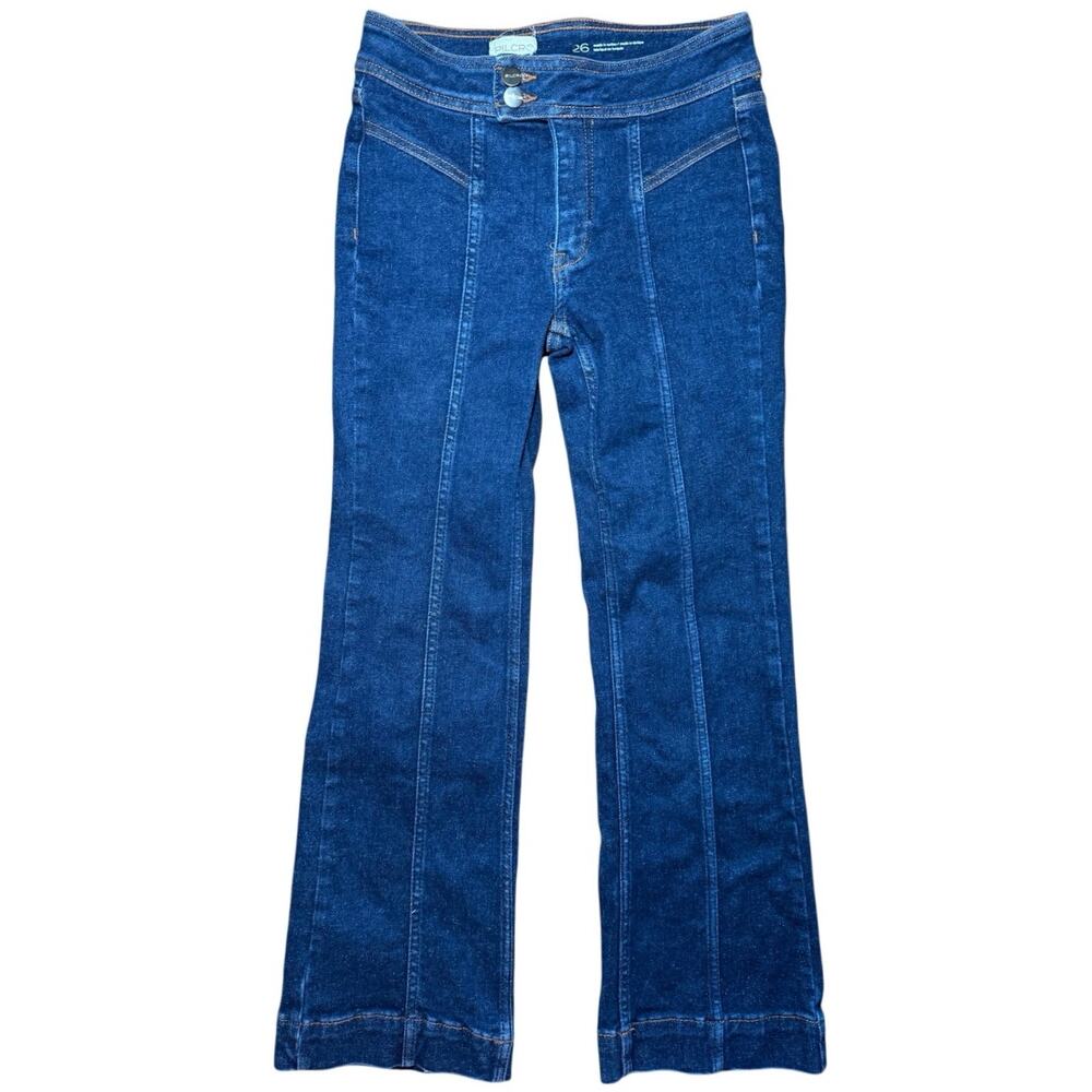 Anthropologie Pilcro High Rise Flare Jeans Double Button Front Seam 26